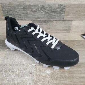 Rawlings Savage Low Cleat 13 D Black White Leather Lace-Up‎ Baseball Cleats